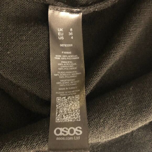 ASOS Racer Stripe Sweater Dress Size 4 Black with Red White Stripes Athleisure - Picture 10 of 10